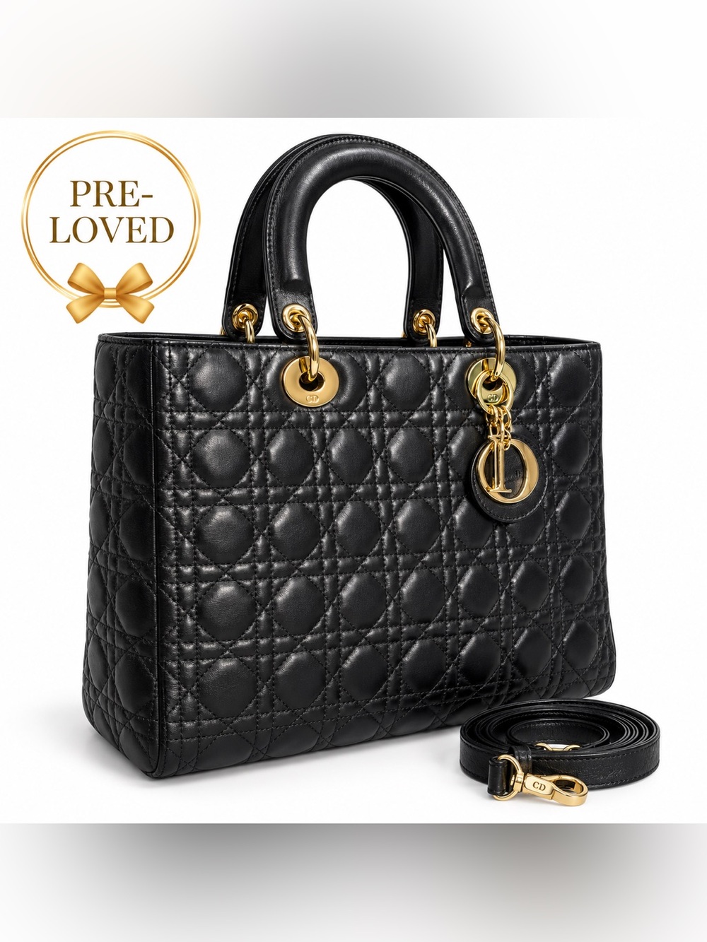 🖤 Women’s Cannage Top Handle Bag – Black | Pre-Loved 🖤